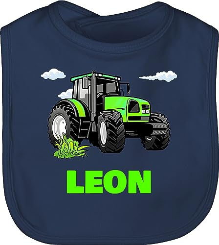 Baby Lätzchen - Geschenk Traktor mit Name personalisiert I Trecker Fan I Zugmaschine I Bulldog I Schlepper - Unisize - Navy Blau - traktoren kinderlätzchen landwirtschaft kinderlatz bauer tractors