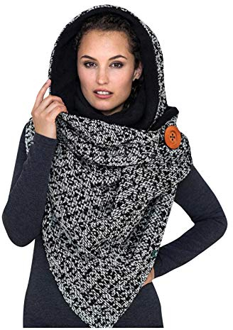 Rrunsv Winterschal für Damen - Halloween-Motiv, Warm, Fledermaus-Druck, Weich, Lässig, Dreieckstuch mit Druckknopf (Schwarz, Einheitsgröße)