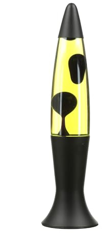 Easylight Lavalampe Glas Aluminium Schwarz Gelb Lila Wohnzimmer Party 40 cm G9 inklusive Leuchtmittel stimmungsvolle Tischlampe Retro ROXY