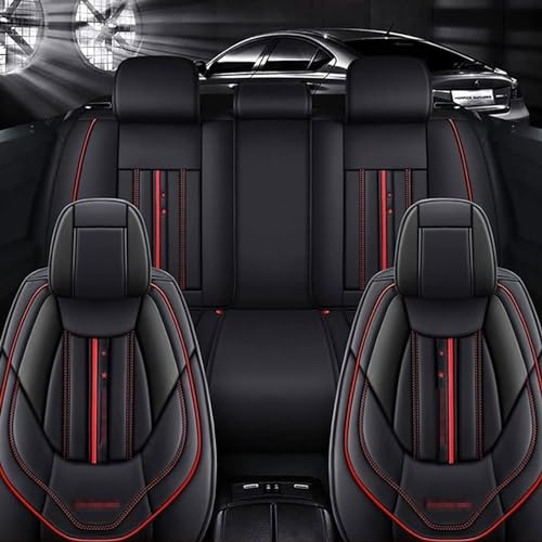 Universelle Auto Sitzbezüge Für BMW 5er F10 F11 F07 2010-2013, 5 Sitzer Leder Allwetter Vorne Hinten Sitzschoner Komfortables Sitzbezüge Airbag kompatibel Innenzubehör,A/Black