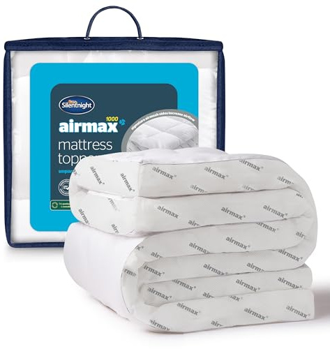 Silentnight Airmax 10cm Mattress Topper Super King - Extra Thick Deep Comfortable Soft Breathable Bed Topper Quilted Box Stitched Edge, Elasticated Straps, Machine Washable - Super King, 180x200cm