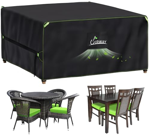 UIRWAY Abdeckung für Gartenmöbel, 125x125x74cm, Wasserdicht Loungemöbel 420D Oxford Gewebe Abdeckhauben für Möbelsets, Schutzhülle Gartenmöbel mit Belüftungsöffnungen und reflektierenden Streifen