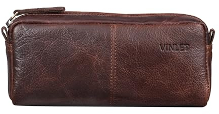 Vinlet San Francisco – Premium Leder Federmäppchen, 50 Stifte, Vintage, für Büro & Uni