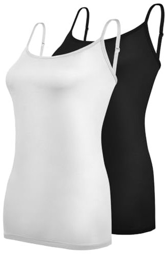 Aomig Camisetas Interiores, 2pcs Camiseta Tirantes, Sin Mangas Con Tirantes Finos Ajustables, Camisola Sólida Básica para Mujer, XL