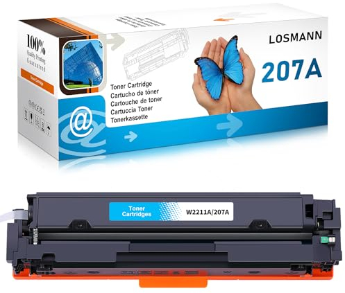 LOSMANN 207A W2211A Mit Chip Toner Kompatibel für HP 207A 207X W2211X Ersatz für HP Color Laserjet Pro MFP M283fdw M255dw M282nw M283fdn M255nw (Cyan)