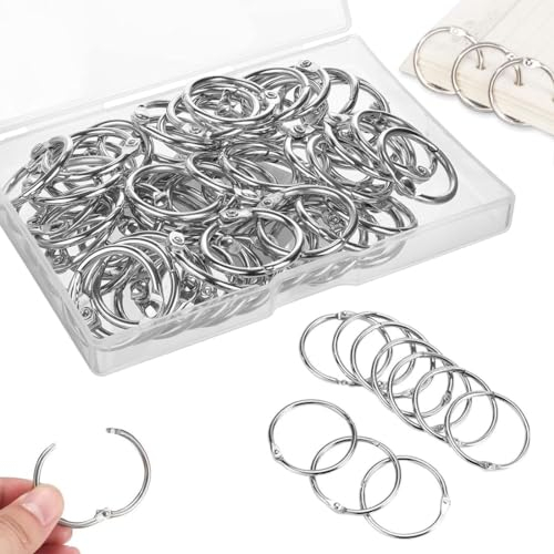FDCGAS buchringe - 40 Stück Binder Ringe, 25mm 35mm Ringe zum Buchbinden Loseblatt Verbinder Ringe Metall Bücher Ringe Memo-Ablage für Scrapbook Album Handwerk