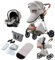 Reenborn Kinderwagen 3 in 1, Buggy mit Zwei Umkehrbaren Schiebemodi, Kinderwagen mit Rahmen Aluminiumlegierung, Kinderwagen 3 in 1 Komplettset mit Ein-Klick-Faltdesign Hohe Landschaft (V9 Light Grey)