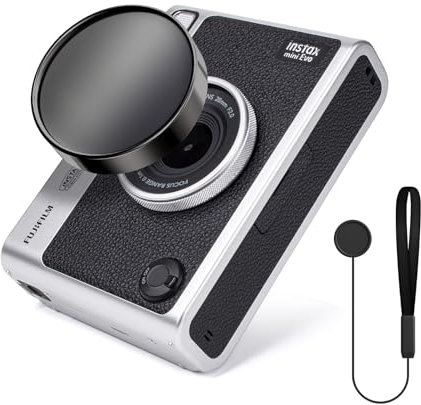 HIYQIN Mini EVO Objektivdeckel, Objektivschutzkappe kompatibel mit Fujifilm Instax Mini Evo, Instax Mini Evo Objektivdeckel - Kunststoff, Schwarz
