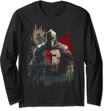 Deus vult medieval templar knight crusader Long Sleeve T-Shirt