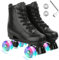ERNAN Damen Klassische Retro Rollschuhe,Disco Roller,Classic Roller | Rollschuhe für Kinder und Erwachsene, komfortabl LED Rollerskates für Jugendliche und Anfänger.Mädchen. (Black, 40)