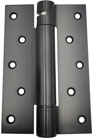 Hoobar 2 Pack Heavy Duty Stainless Steel Self Closing Door Hinges 5 Inch Black Spring Loaded Hinges, Adjustable Tension for Garage, Front Door, Back Door, Auto Close Hinges for Heavy Doors (5 inch)