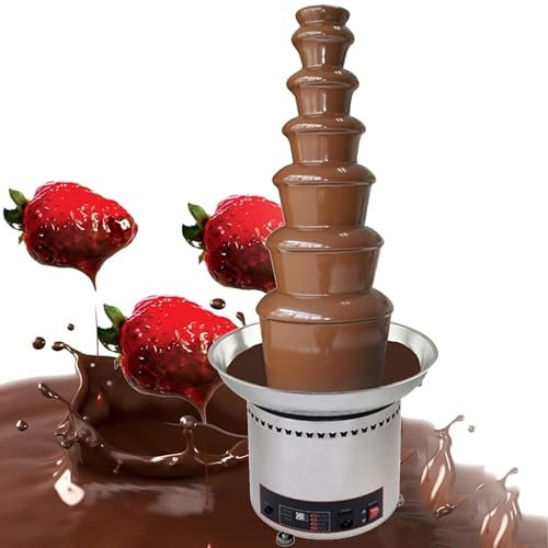 QUSYZD Máquina de Fuente de Chocolate para Fiestas, máquina de Fuente de Chocolate Caliente de Acero Inoxidable de 4/5/6/7 Niveles, Fuente de Fondue de Chocolate para Bodas, Fiestas de em,7layer