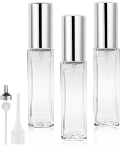 LOPHE Atomizador Perfume de Vidrio, 3 x 10ML Botella de Perfume Recargable, Portátil Frasco Pequeño para Perfume, Pulverizador Perfume Transparente para Viaje, Cita, Color Transparente