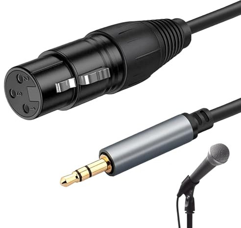 Adaptador de cable equilibrado XLR a 3,5 mm Jack, Cable XLR a Mini Jack, Cable Micrófono XLR Hembra a 3,5 mm para videocámaras, cámaras DSLR, dispositivo de grabación de computadora y más - 1.5 M