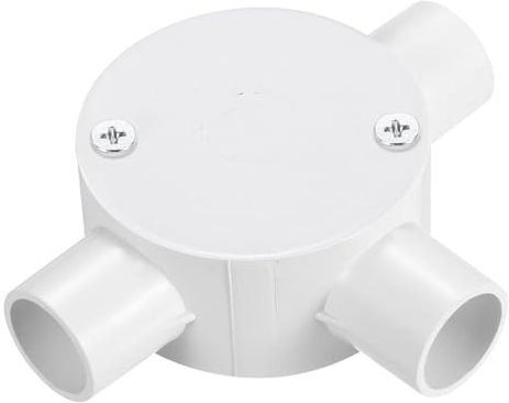 sourcing map PVC Conduit Box Junction Box 3 Way 20mm with Cover, M4 Screws for Home Hose Electrical Conduit Electronic Projects