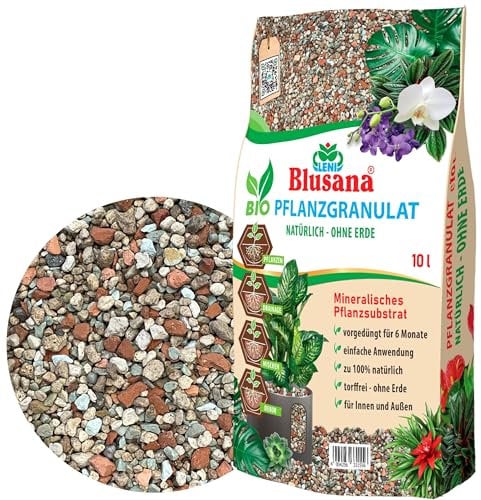 Blusana Mineralisches Pflanzsubstrat für Pflanzen | 6 Monate vorgedüngt | 10 Liter Bims Lava-Stein Zeolith Ton Mix | Granulat fein-mittel Körnung 2-5 mm | pH neutral Hydrokultur Drainage & Dekoration