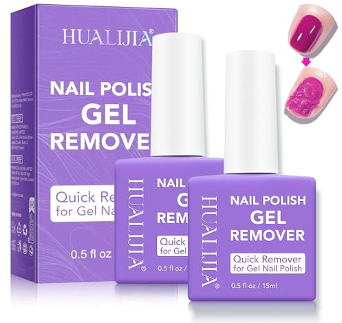 Gel Nail Polish Remover, 2 Pack Gel Polish Remover for Nails - Quickily and Easily Removes Nail Polish at Home in 2-5 Mins - No Need for Foil, Soaking or Wrapping, 15ml