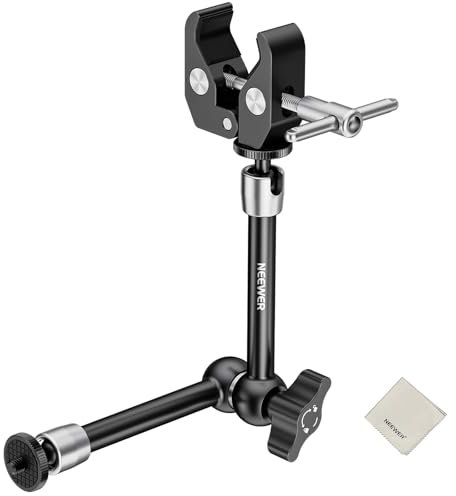 NEEWER 9.8/25cm Magic Arm with Super Clamp & Cleaning Cloth, 1/4 & 3/8 Threads for Flash/LED Light/Microphone/DSLR Camera Monitor Compatible with SmallRig Camera Cage, Max Load: 4.4lb/2kg, ST25C