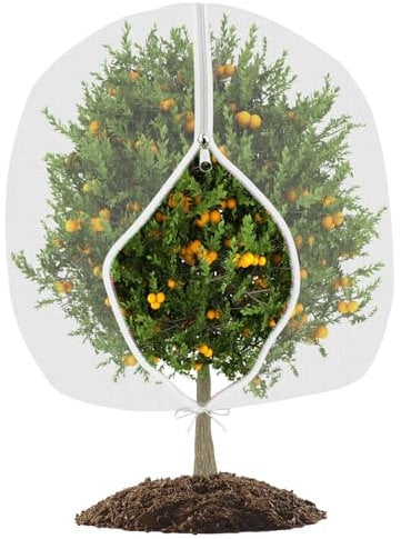 Satiskid 185x185CM Fruit Tree Netting with Zipper & Drawstring - Bird Protection Mesh for Strawberry Blueberry Plants, Garden Plant Cover for Vegetables Crops (1 Pack)