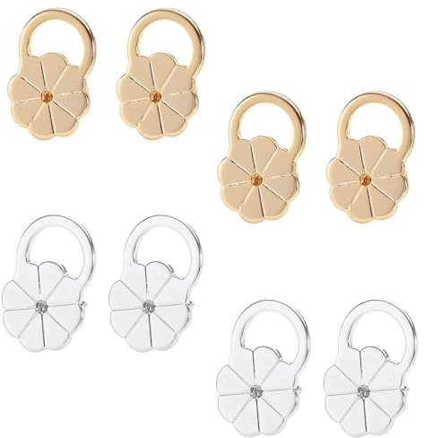 COYUN 8 Stück Hypoallergen Ohrringheber Einstellbare Ohrring lifter Ohrmuschelheber Damen Ohrring-Verschlüsse Lifters(Gold, Silber)