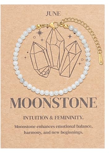 Joo&Rind Armband Damen Gold Wasserfest Naturstein Armband für Frauen Geburtsstein Armbänder 12 Monate Schmuck Geschenk für Mama Freundin Oma | Geburtstag Valentinstag