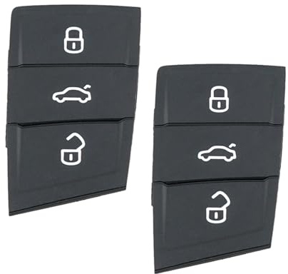 EcoJozon Schlüssel Tastenfeld 2 Stück 3 Tasten Kompatibel mit VW Golf 7 | Ersatz Tastenpads aus flexiblem Gummi für Polo, Skoda Karoq Kodiaq Fabia Ibiza Leon und SEAT Ateca, 3 Tasten, ohne Elektronik