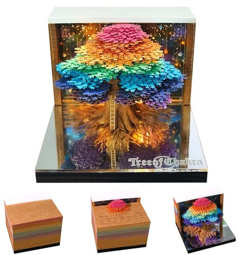 2026 Tree of Life Desk Calendar, LED Light, 3D Tear-away Art, Memo enabled, Gift for Christmas and Housewarming,Desktop Decor