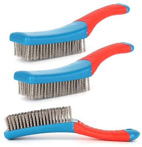 Srvauyea 3 Piezas Cepillos de Alambre de Acero Inoxidable, Cepillo de Limpieza de Alambre con Cerdas Reforzadas de 8 Filas, Juego de Cepillos de Acero para Suciedad de Acero Inoxidable, Óxido