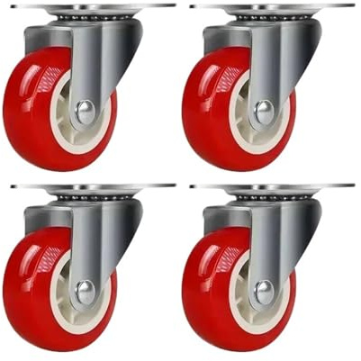 4-Pack PVC 2 Universal and Universal Brake casters, Quiet red Rotating Wheels, Wheelbarrow, Furniture Project Trolley(4pcs Universal Wheel)