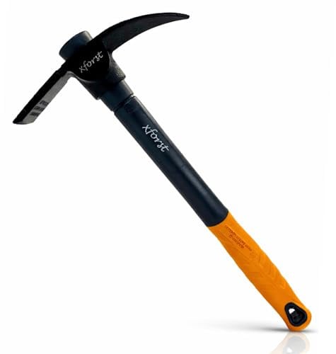 Xforst Piccone da Giardino 2 in 1 – Mini Piccone e Zappa 40 cm, Manico in Fibra di Vetro e Testa in Acciaio Trattato Termicamente – per Giardinaggio, Campeggio e Metal Detector – X-PF6