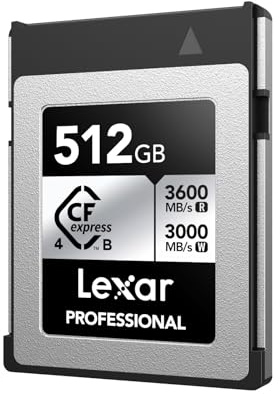 Lexar CFexpress 4.0 Type B Carte Mémoire 512 Go | jusqu'à 3600 Mo/s en Lecture, 3000 Mo/s en Écriture, pour Vidéo Raw 8K, Compatible avec DSLR