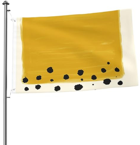 Bandiere giallo senape e nere da 90 cm x 60 cm con occhielli, aste portabandiera personalizzate per giardino