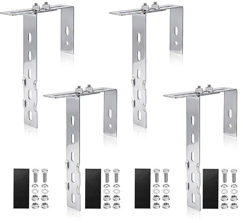 SAIBOO 4 Stück Solar Balkonkraftwerk Halterung Balkon Haken Set Verstellbare Balkonhalterung Solarpanel Halterung Haken Edelstahl 304 Kein Bohren zur Runde Eckig Balkongelände