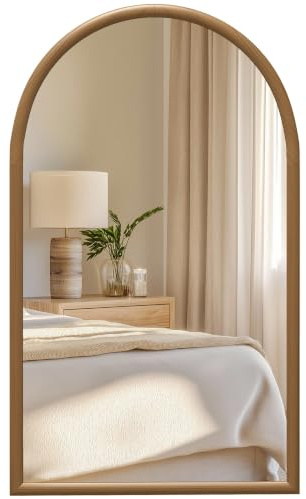 HOMCOM Espejo de Pared 65x110 cm Espejo de Recibidor Marrón Oscuro | con Marco de Madera en Forma de Ventana, Decoración para Salón Dormitorio Entrada