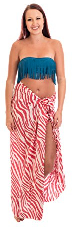 Ciffre Sarong Pareo Wickelrock Dhoti Loop Tuch Strandtuch Schal Zebra Weiß Rot Schal