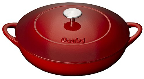 Denby 193043774 Cast Iron Shallow Casserole, Pomegranate, 30 cm