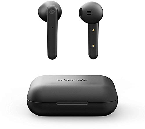 Urbanista Stockholm True Wireless Kopfhörer. 14H gesamt Akkulaufzeit. Bluetooth 5.0 inkl. Ladebox, Touch Bedienung und doppel Mikrofon Kopfhörer. Kompatibel mit iOS und Android - Schwarz