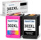 302XL Patronen Kompatibel für HP 302XL Druckerpatronen für HP DeskJet 3630 3636 3638 3639 1110 2130 3633 OfficeJet 3831 3830 3833 5220 5230 Envy 4525 4520 4522 4527 (1 Schwarz,1 Dreifarbig)
