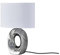 KHG | Tischlampe in Silber aus Keramik mit einem Stoffschirm in weiß | Leuchtmittelfassung: E14 | Maße: 15,0cm x 33,0cm | Tischleuchte mit ovalem Schirm in Glamourlook