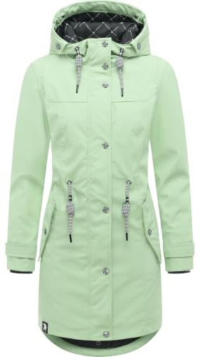Peak Time Damen Regenjacke Regenmantel Jacke wasserdicht mit Kapuze L60042 Pastel Green22 Gr. XL