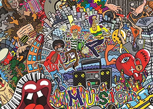 CORFOTO 5x4ft Fabric Colorful Graffiti Backdrop Abstract Urban Brick Wall Music Street Graffiti Backdrop Birthday Banner Urban Wall Art Music Wallpaper Retro Hippie 80s 90s Party Decor Supplies