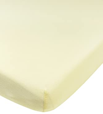 Meyco Baby Uni Spannbettlaken für die Babywiege (Bettlaken mit weicher Jersey-Qualität, aus 100% Baumwolle, perfekte Passform durch Rundum-Gummizug, atmungsaktiv, Maße: 40 x 80 / 90cm), Soft Yellow