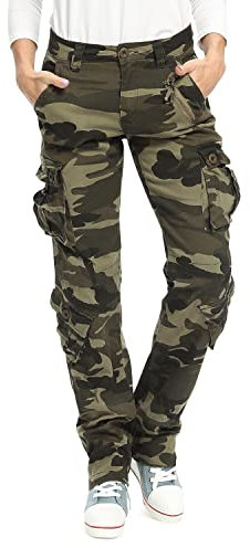 Damen Cargohouse Cargo Baggy Y2K Hose Casual Arbeitshose Outdoor Armee Camo Combat mit Taschen Camo 169 US 12 - DE 42