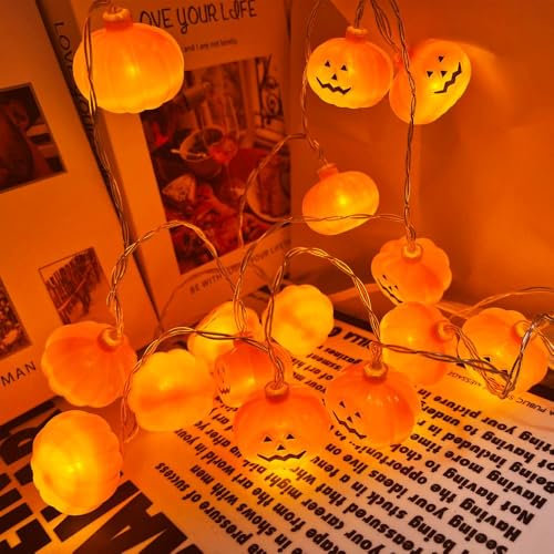 PAWARSO Halloween Pumpkin String Lights 3 Metres 20 LEDs,2 Modes Waterproof Fairy Lights Battery Operated for Halloween