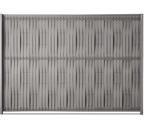 EASY CLOTURE Kit d'occultation Lattes Composite à tresser H1m73 x L 2m50 Maille 55 Gris Quartz - pour Grillage Rigide - Clôture pour Jardin - Protection vis-à-vis intimité Brise-Vue