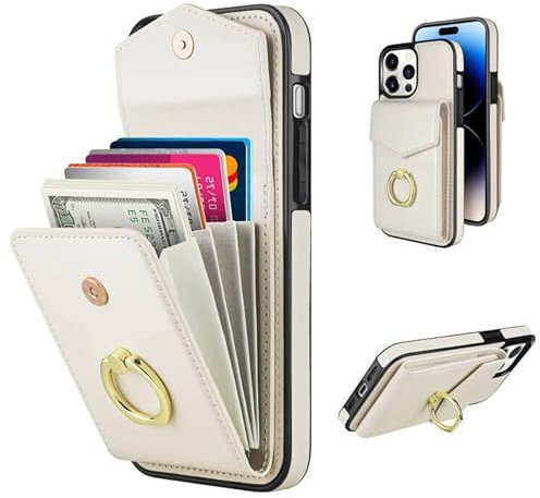 Vofolen for iPhone 14 Pro Max Case Leather Wallet Case with Card Holders 360° Rotation Ring Holder Kickstand Flip Stand Case Magnetic Closure Protective Case Cover for iPhone 14 Pro Max Phone Case