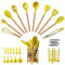 hecef Ustensiles de Cuisine Silicone, 32 Pièces Accessoire Cuisine Set avec Porte Ustensiles Cuisine en Acier Inoxydable, Ustensiles de Cuisine Résistants à la Chaleur Outils Set (Jaune)