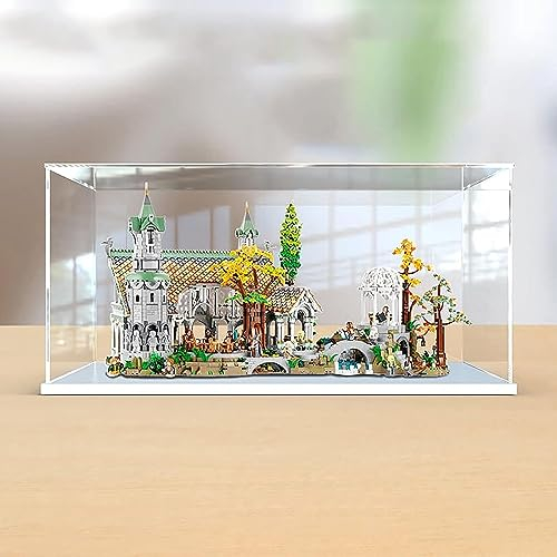 Acryl Schaukasten Vitrine Kompatibel Mit Lego 10316 Icons Der Herr der Ringe: Bruchtal, Vitrine Schaukasten Staubdicht Showcase Display Case für Lego 10316 (Ohne Modell Kit) (Stil B)