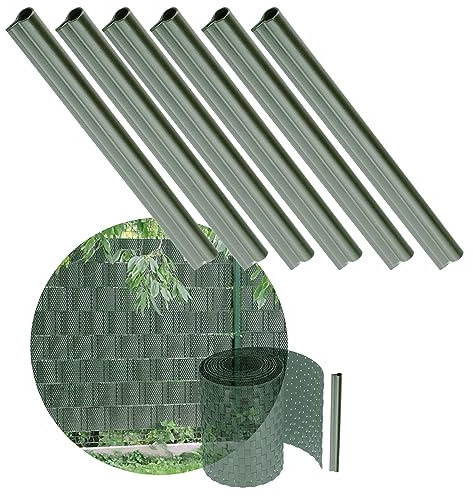 KADAX 6er Set Klemmschienen für Sichtschutzstreifen, Befestigungsclips aus Kunststoff, Klemmstreifen, Clips für Zaunfolie, Endclips (Set, Grün)