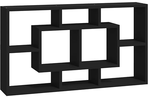 vidaXL Wandregal mit 8 Fächern Bücherregal Hängeregal Wandboard Regal Schweberegal Wohnzimmerregal Wandablage Ausstellungsregal Schwarz